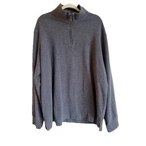 Polo Ralph Lauren Sweater Mens 2XL Gray Cotton Quarter Zip Mock Neck Estate Rib